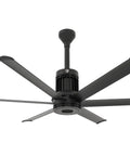 Super Fly 60 Inch Smart Outdoor Ceiling Fan With Senseme Tech And Wifi App Control, sleek black aluminum blades for high airflow.