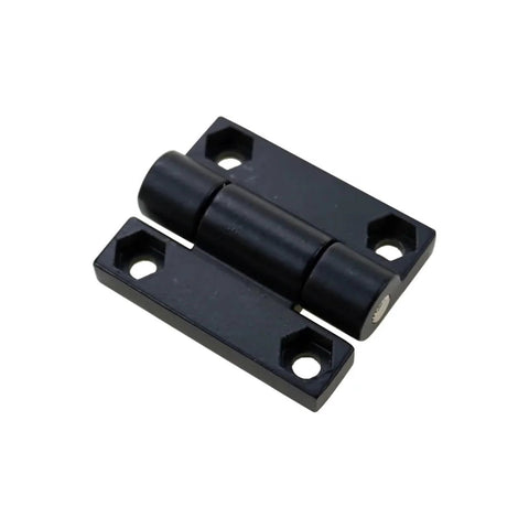 Black zinc-alloy torque-damping hinge with square thickened body and two screw holes