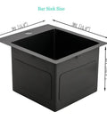 Diagram of 15 Inch Drop In Bar Sink With A Deep Bowl In 16 Gauge T304 Stainless Steel For Small Kitchens Or Wet Bars Top Mount