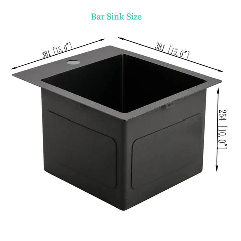 Diagram of 15 Inch Drop In Bar Sink With A Deep Bowl In 16 Gauge T304 Stainless Steel For Small Kitchens Or Wet Bars Top Mount