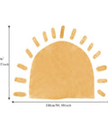 Large Fabric Watercolor Boho Half Sun Wall Decals Peel And Stick Pastel Sunrise Mural For Kids Baby Room Playroom Nursery Bedroom 94.49 Inches By 70.87 Inches Self Adhesive Arch Decor with dimensions indicated.