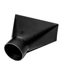 A Darn Nice Rectangular Dust Hood Packing No Sweat Four Inch Tapered Collar And Broad Ten Inch Baffle Plate For Rapid Tableside Workshop Dust Collection Workstation, black ABS square dust hood with 4-inch port.