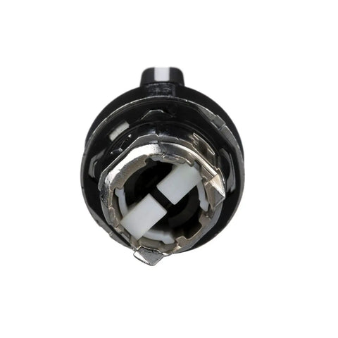 Front view of Harmony XB4 Selector Switch Head with chrome plated metal bezel for 22mm cutouts, showing ergonomic black handle.