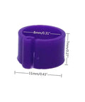 Purple clip-on ring from 200 Pack Colorful 8mm Clip On Leg Rings For Pigeons Doves Chickens Quails Lovebirds Finches And Small Poultry Reusable Easy On Off To Separate Breeds Mark Suspected Cockerels And Hatch Groups showing dimensions.