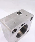 60K Waterjet Intensifier End Bell Left Side Assembly For Waterjet Cutting Machines, metal part, side view.