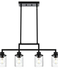 Dope Five Light Black Modern Chandeliers With Clear Glass Shades Industrial Pendant Lights for Dining Room and Bedroom