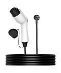 Portable EV Charging Cable Straight Shooter 15 Meter Electric Car Charge Gun with coiled cable and two level power connector.