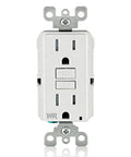 Weather Resistant GFCI Outdoor Outlet 15 Amp Self Test Tamper Resistant With LED Indicator Light For Outdoor Use White GFWT1W