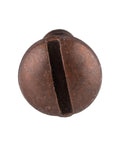Top Shelf Heavy Duty Number Six By Five Eighth Antique Copper Round Head Slotted Wood Screws Pack Of Twenty Five viewed from above.