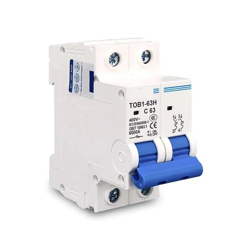 Rock Solid 2 Pole MCB Arc Fault Circuit Breaker 16 Amp 400 Volt AC Switch C Type Electric Protector for workshop safety.