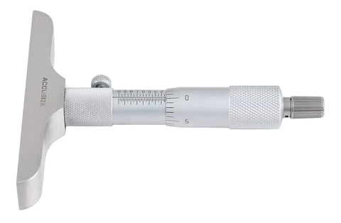 0-6 Inch Micrometer Set With 4 Inch Base Depth, 0.001 Inch Resolution, silver metal finish, side view with interchangeable rod.