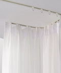 Curved Curtain Track System Extra Long Heavy Duty Recessed Ceiling Rod For Bay Windows Showers And Room Dividers Built Tough Aluminum Track Easy To Cut To Fit Weather Resistant With Smooth Single Roller Hooks installed with white curtains