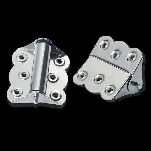 Two Pack Spring Loaded Stainless Steel Screen Door Hinges Built To Last Anti Rust Corrosion Resistant Durable Silver Hardware 69x61mm For Exterior And Interior Doors, front and side view