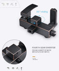UMJIGF Shower System with Hot and Cold Water Black Shower Faucet Set Multifunction component showing 360° rotating diverter.
