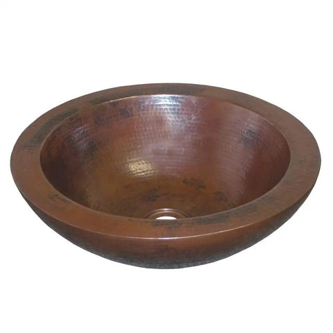 Premium Slick Vessel Bathroom Sink Made From Tough 16 Gauge Hammered Copper With An Antique Bronze Finish 16 inch round bowl.