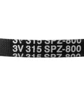 SPZ800 Drive V Belt Featuring 805MM Pitch Length heavy duty rubber strap with marked sizes for industrial use.