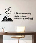 Reading Book Wall Decal Open Book With Butterflies And Inspiring Quote For Kids Study Room Bedroom Decor Black Vinyl Peel And Stick 60x28 Inches Perfect For Kids Room Nursery