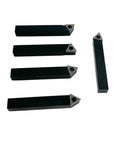 Rock Solid Set of Five 1/2 Inch Indexable Carbide Lathe Turning Tool Bits With Chip Breaker Inserts For Precision Metalworking And Heavy Duty DIY Projects Right Left Threading Plus Angled Styles, showing five lathe tool bits.