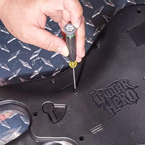 Using Tiny 8 Piece Mini Precision Screwdriver Set For Electronics And Terminal Blocks to adjust Guitar Hero controller