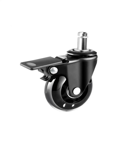 Five Pack Transparent Caster Wheels With Brakes For Office Chairs 2 2.5 Or 3 Inch Sizes 10mm Or 11mm Stem PU Wheel Office Chair Casters