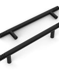 Matte Black Solid Cabinet Pulls 5 Inch 128mm Hole Centers Pack Of 10 Kitchen Handles Hardware ZH0070 shown from above