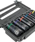 2 In 1 SAE Impact Socket Set For Mechanics, 6 Piece Deep 12 Point Sockets With One Half Inch Drive in open hard case