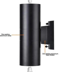 Exterior Double Up Down Outdoor Wall Lights With Remote Control, RGB Color Changing Smart LED Cylinder diagram with components