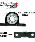 MAPLE ACE UCP205-14 pillow block bearing, 7/8 in bore, two-bolt, self-aligning with R3 seal, solid base (front view)