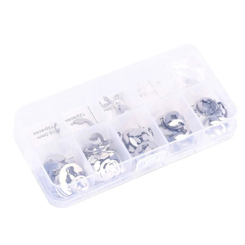Heavy Duty Stainless Steel Snap Ring Set Kit 120 Pieces With 10 Sizes M1.5 To M10 in plastic storage box