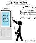 22 x 36 guide for No Fuss Heavy Hitter 22 By 36 Commercial Steel Frame Door Glass Insert measuring door frame dimensions.