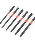 6 Piece Heavy Duty Black Impact Driver Bit Set With Mighty Magnets For 1/4 Inch Hex Shank, Tough High Carbon Steel Cross Bits Perfect For Furniture Building And Car Mechanic Repairs That Hold Tight, six black driver bits with orange collars