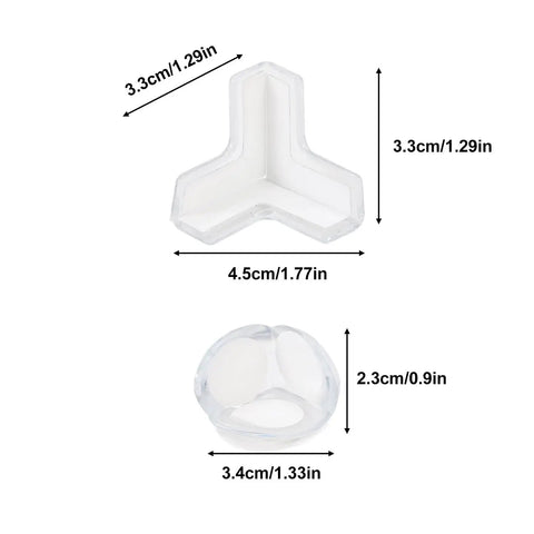 Premium Heavy Duty Silicone 24 Pack Corner Protectors For Sharp Tables And Counters, clear flexible protectors, sizes 4.5cm and 3.4cm.