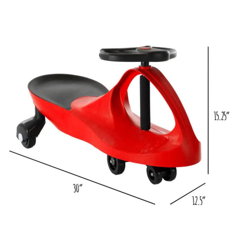 Wiggle Car Ride On Toy For Ages 3 And Up No Batteries Gears Or Pedals Just Twist Wiggle And Go Red Kid Friendly, dimensions shown