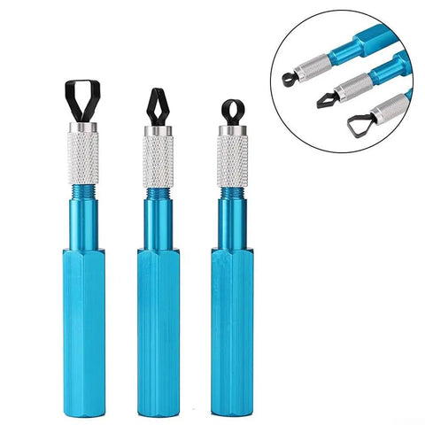 Pro Grade Floor Skiving Cutter Set For Welding Line Smoothing And Scraping With Aluminum Alloy Handles, Three Corner Smoothing Cutters, Red Finish, Durable Flooring Cutting Blade Tool For DIY And Pros; three blue handles