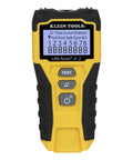 Front view of LAN Scout Jr 2 Ethernet Cable Tester for CAT5e CAT6 CAT6A RJ45 cables with backlit LCD wiremap and fault detection.