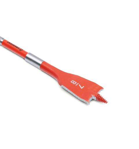 Close-up of Two Piece Screw Point Paddle Drill Bit Set, 6-Inch Length By Seven-Eighths Inch Diameter, showing paddle tip