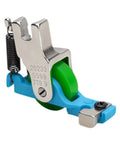 Invisible Zipper Presser Foot With Roller Wheel For Smooth Fabric Feeding And Sewing Seam Guide For Industrial Sewing Machines Tough As Nails Durable Steel Construction Great For Denim Leather And Heavy Duty Projects, blue and steel roller foot