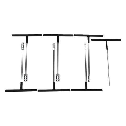 Heavy Duty T Handle Socket Wrench Set for Cars and Bikes, 7 Piece Metric Drive Kit showing chrome and black T-handle tools.