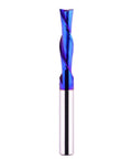Spiral CNC Router Bit Down Cut Quarter Inch Shank Solid Carbide End Mill for Wood Carving and Engraving with Blue Nano Coated Finish