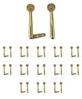 Set of 13 stair carpet holder clips 5 inch brass floral design rug fasteners to keep runners in place solid brass construction