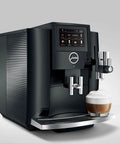 Recertified S8 Automatic Coffee And Espresso Maker In Slick Piano Black Featuring Color Touchscreen Aroma Grinder And Fine Foam Tech for brewing coffee and espresso.