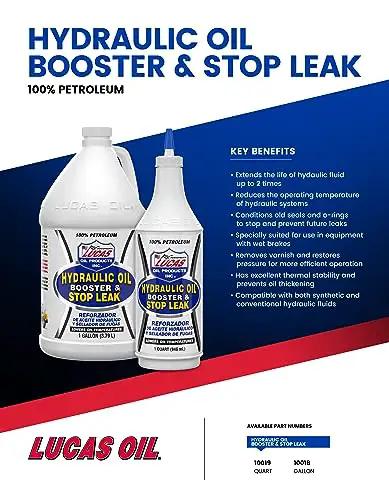 Hydraulic Oil Booster and Stop Leak Additive for Leaky Seals, Wet Brakes and Varnish Build Up, Reduces Temperature, 1 Gallon bottle.