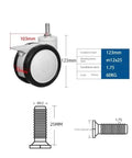 Detailed diagram of 4 Inch PU Soft Wheel Surface Silent Swivel Casters Pack Of 4 featuring dimensions and installation specs.
