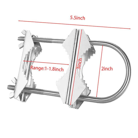 Beefy Heavy Duty Double Mast Clamp For Pole To Pole Mounting, Rock Solid V Jaw Block With U Bolts, All In One Mounting Kit For TV CB Ham Antennas, Parasols, Flags, Fishing Rods, And Other Outdoor Gear, zinc-plated steel, 5.5-inch clamp