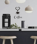 Coffee Signs Wall Decor Sticker Set For Coffee Bar Kitchen Removable DIY Vinyl Decal Wallpaper For Restaurant Home Office Shop Hotel Decoration Easy To Apply Peel And Stick Removable Vinyl Decals For Quick Room Makeover And Cozy Coffee Shop Vibe in a kitchen with pendant lights.