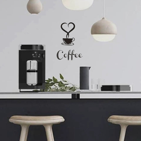 Coffee Signs Wall Decor Sticker Set For Coffee Bar Kitchen Removable DIY Vinyl Decal Wallpaper For Restaurant Home Office Shop Hotel Decoration Easy To Apply Peel And Stick Removable Vinyl Decals For Quick Room Makeover And Cozy Coffee Shop Vibe in a kitchen with pendant lights.