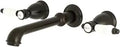 BelAir Two Handle Wall Mount Bathroom Faucet In Oil Rubbed Bronze Solid Brass Construction Ceramic Disc Cartridge 1.2 GPM Flow At 60 PSI
