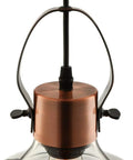 Industrial Edison Pendant Light With Clear Glass Dome Copper Finish Ceiling Fixture close-up of copper mount