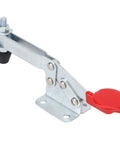 Tough As Nails Horizontal Toggle Clamp With Quick Release Lever For Woodworking And Machine Shop Work Durable Steel Build easy grip design shown from the side.