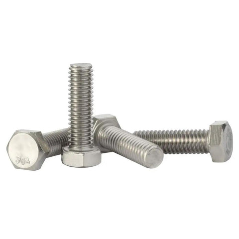 Hex Head Bolt With Fully Threaded Shaft Half Inch Diameter 13 Threads Per Inch Two Inches Long Stainless Steel 304 Plain Finish